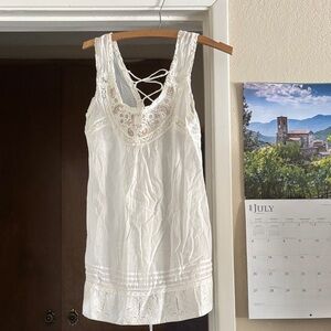 White Lace Trim Tank Top